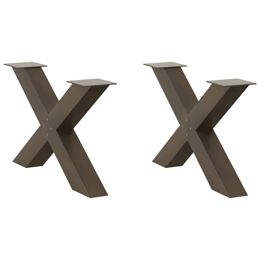 Gambe per Tavolino da CaffÃ¨ a Forma di X 2 pz Acciaio Naturale 70x(42-43) cm Acciaio