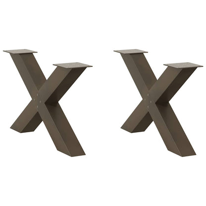 Gambe per Tavolino da CaffÃ¨ a Forma di X 2 pz Acciaio Naturale 70x(42-43) cm Acciaio