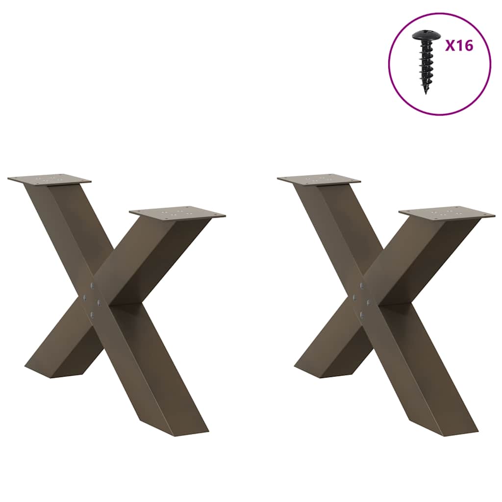 Gambe per Tavolino da CaffÃ¨ a Forma di X 2 pz Acciaio Naturale 70x(42-43) cm Acciaio
