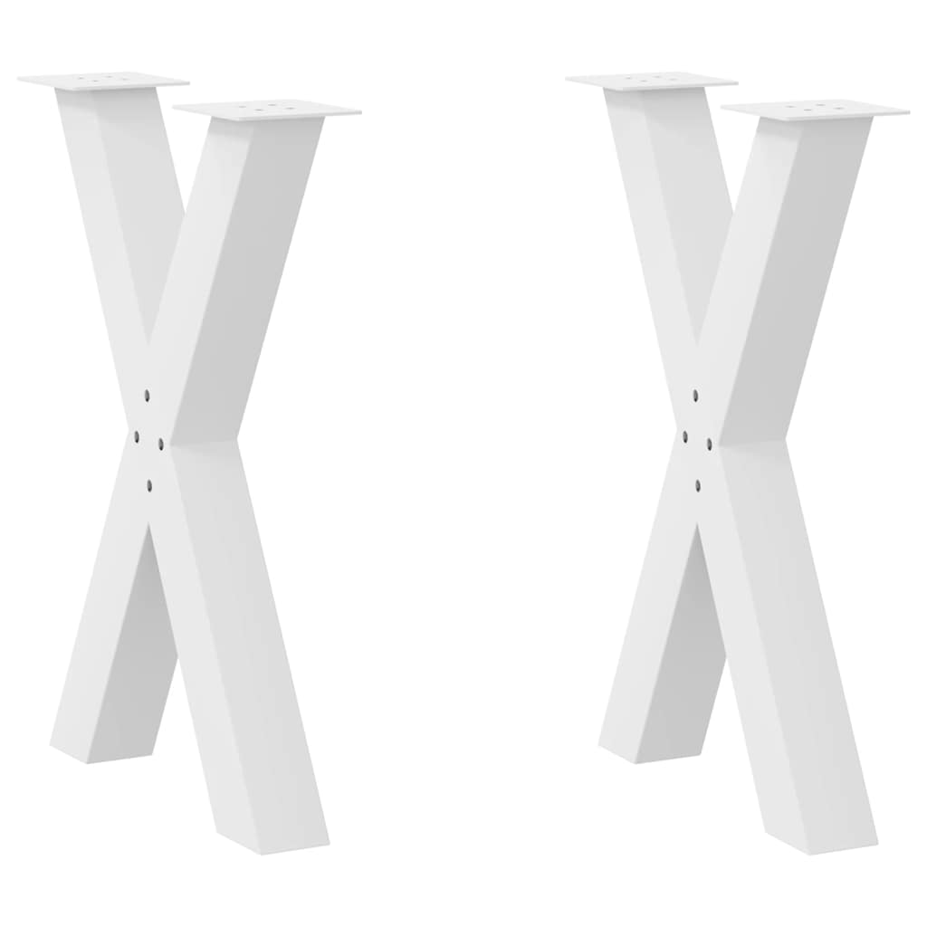 Gambe per tavolo da pranzo a forma di X 2 pz bianche 50x(72-73) cm in acciaio