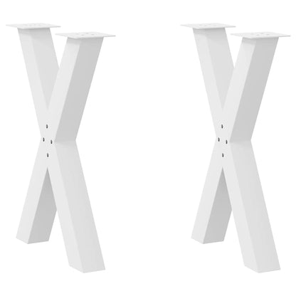 Gambe per tavolo da pranzo a forma di X 2 pz bianche 50x(72-73) cm in acciaio