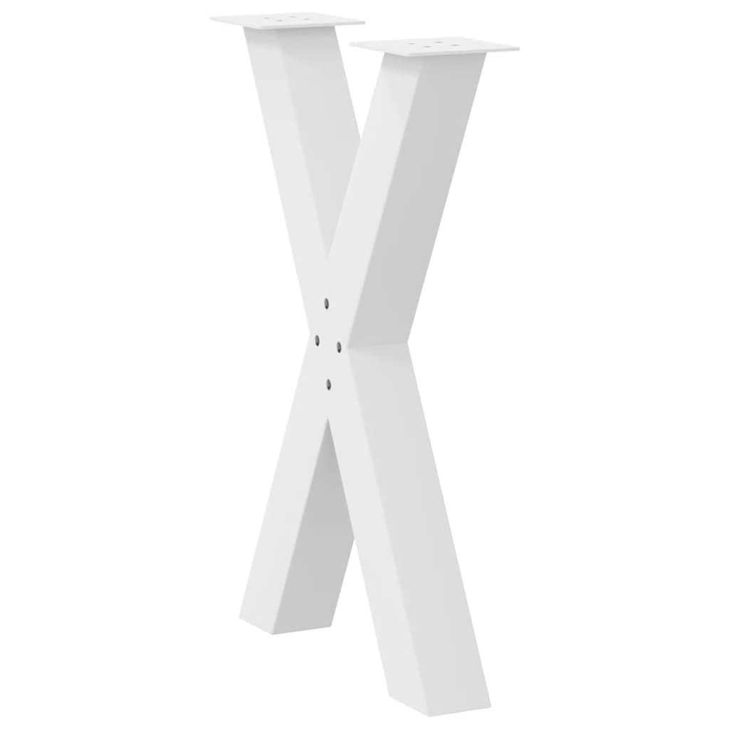 Gambe per tavolo da pranzo a forma di X 2 pz bianche 50x(72-73) cm in acciaio