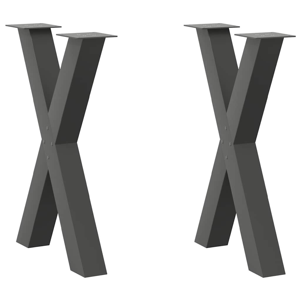 Gambe per tavolo da pranzo a forma di X 2 pz Antracite 50x(72-73) cm Acciaio