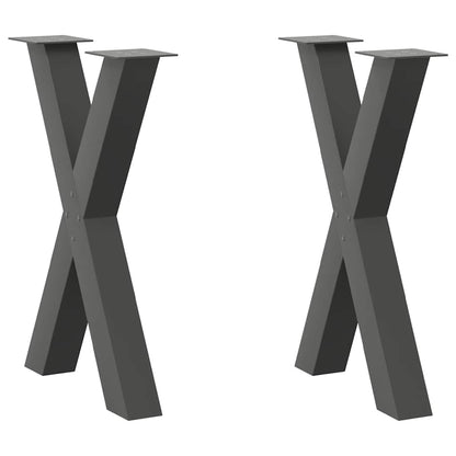 Gambe per tavolo da pranzo a forma di X 2 pz Antracite 50x(72-73) cm Acciaio