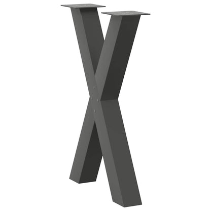 Gambe per tavolo da pranzo a forma di X 2 pz Antracite 50x(72-73) cm Acciaio
