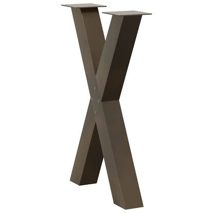 Gambe per tavolo da pranzo a forma di X 2 pz in acciaio naturale 50x(72-73) cm