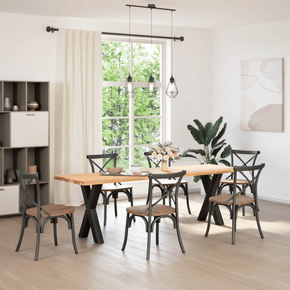 Gambe per tavolo da pranzo a forma di X 2 pz nere 60x(72-73) cm in acciaio