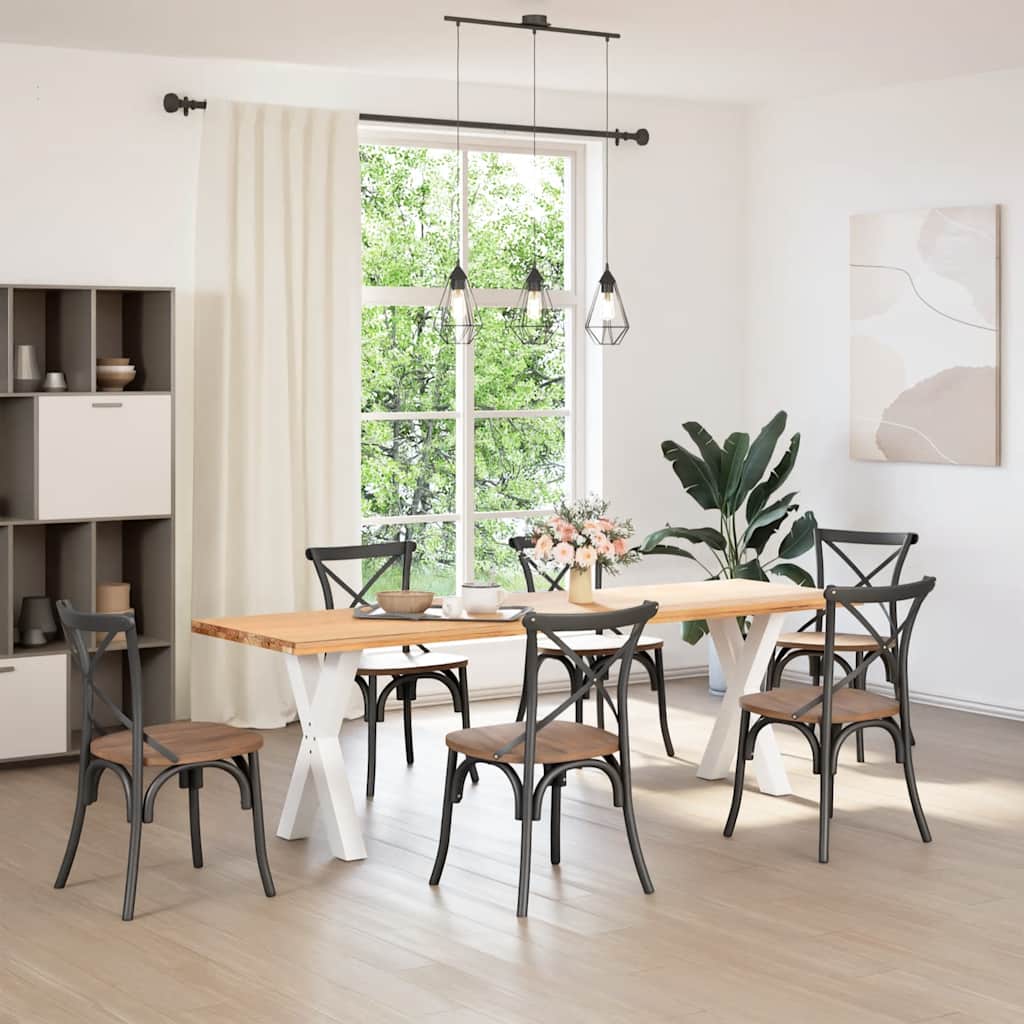 Gambe per tavolo da pranzo a forma di X 2 pz bianche 60x(72-73) cm in acciaio