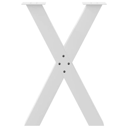 Gambe per tavolo da pranzo a forma di X 2 pz bianche 60x(72-73) cm in acciaio