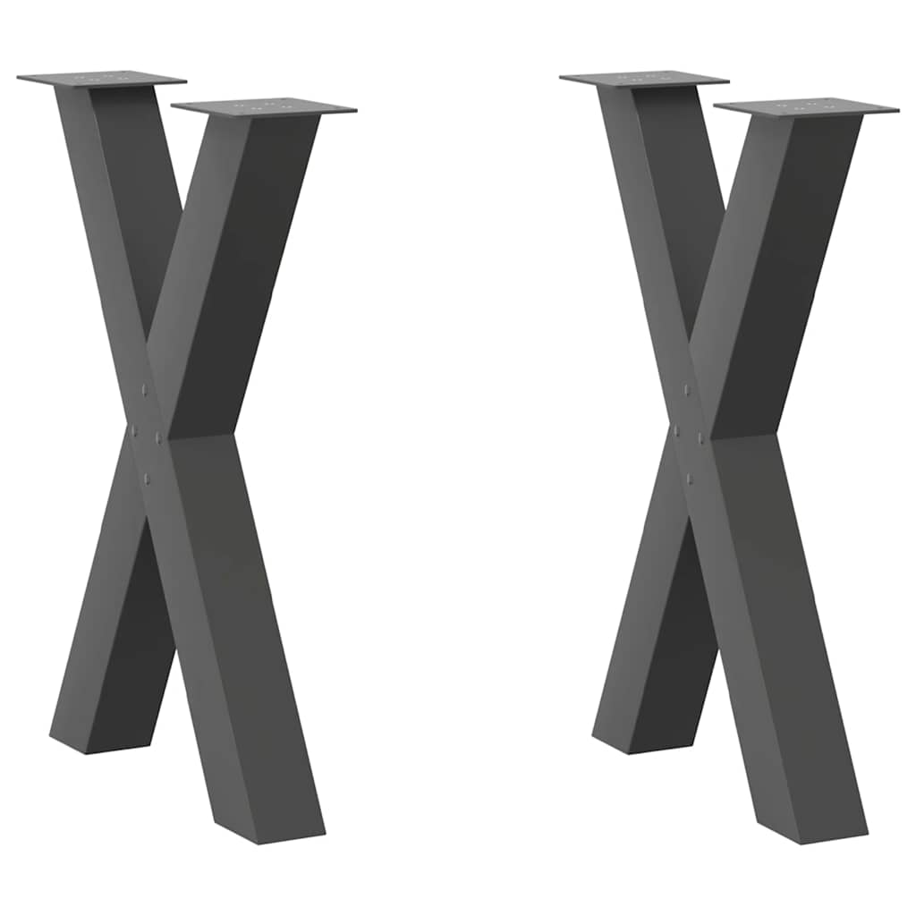 Gambe per tavolo da pranzo a forma di X 2 pz Antracite 60x(72-73) cm Acciaio