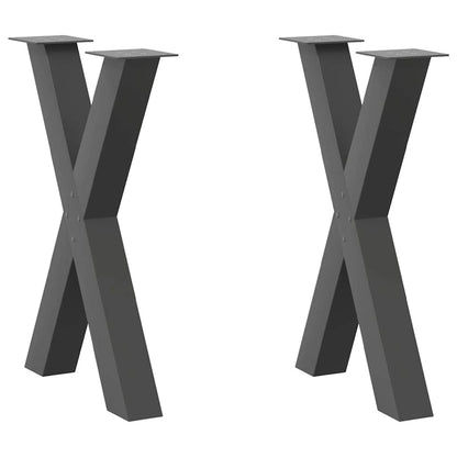 Gambe per tavolo da pranzo a forma di X 2 pz Antracite 60x(72-73) cm Acciaio