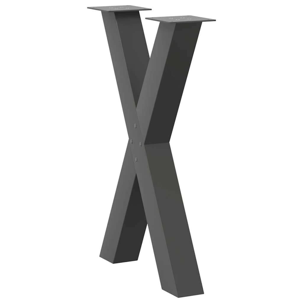Gambe per tavolo da pranzo a forma di X 2 pz Antracite 60x(72-73) cm Acciaio