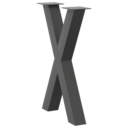 Gambe per tavolo da pranzo a forma di X 2 pz Antracite 60x(72-73) cm Acciaio