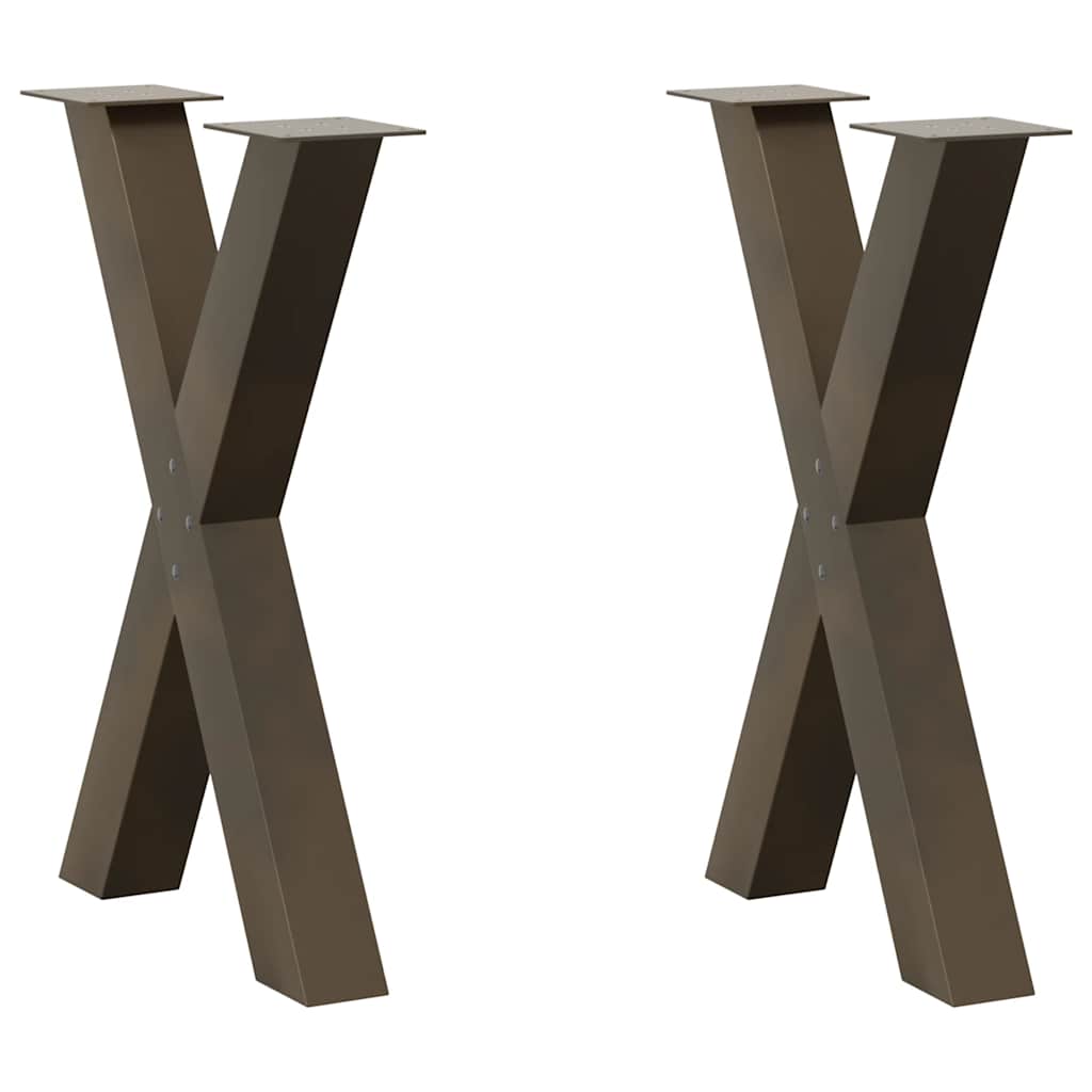 Gambe per tavolo da pranzo a forma di X 2 pz in acciaio naturale 60x(72-73) cm