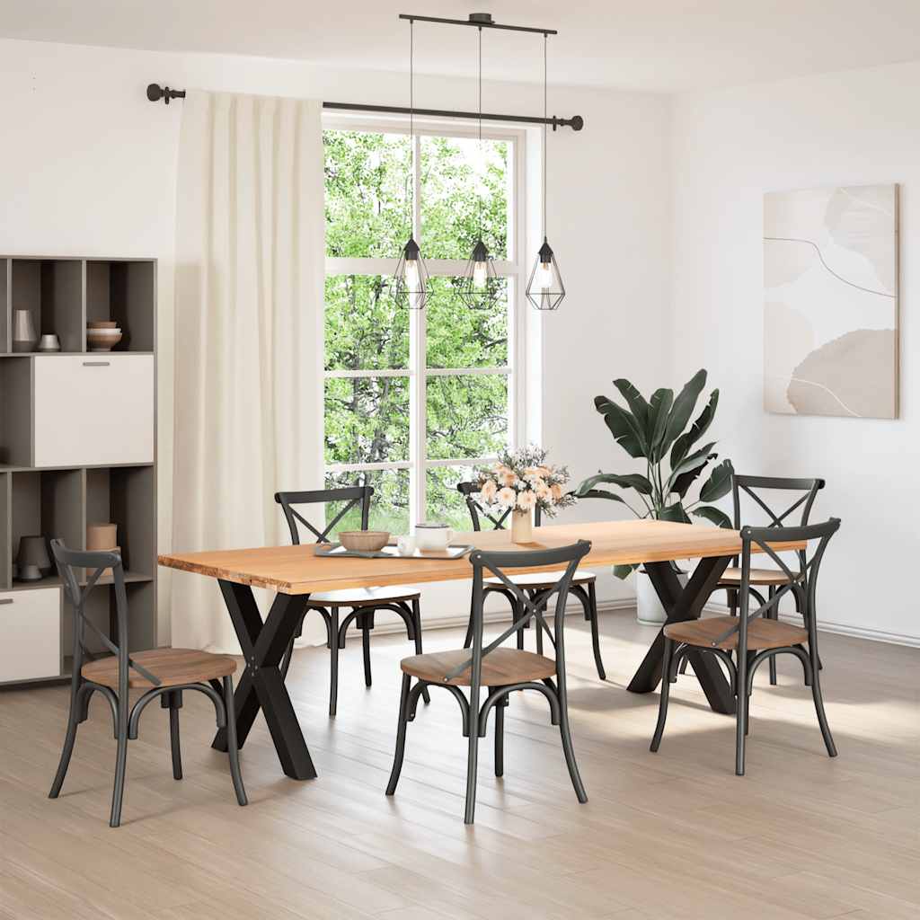 Gambe per tavolo da pranzo a forma di X 2 pz nere 70x(72-73) cm in acciaio