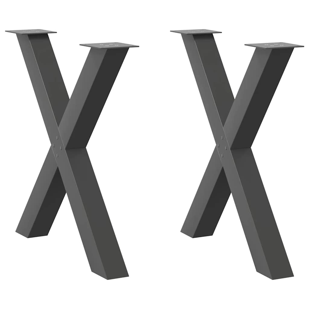 Gambe per tavolo da pranzo a forma di X 2 pz Antracite 70x(72-73) cm Acciaio