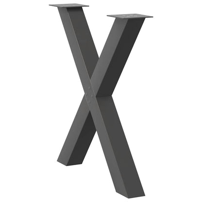 Gambe per tavolo da pranzo a forma di X 2 pz Antracite 70x(72-73) cm Acciaio