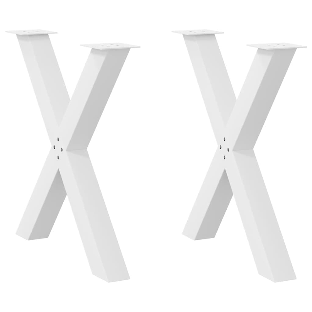 Gambe per tavolo da pranzo a forma di X 2 pz bianche 80x(72-73) cm in acciaio
