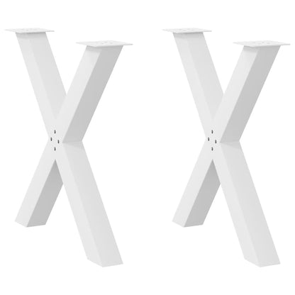 Gambe per tavolo da pranzo a forma di X 2 pz bianche 80x(72-73) cm in acciaio