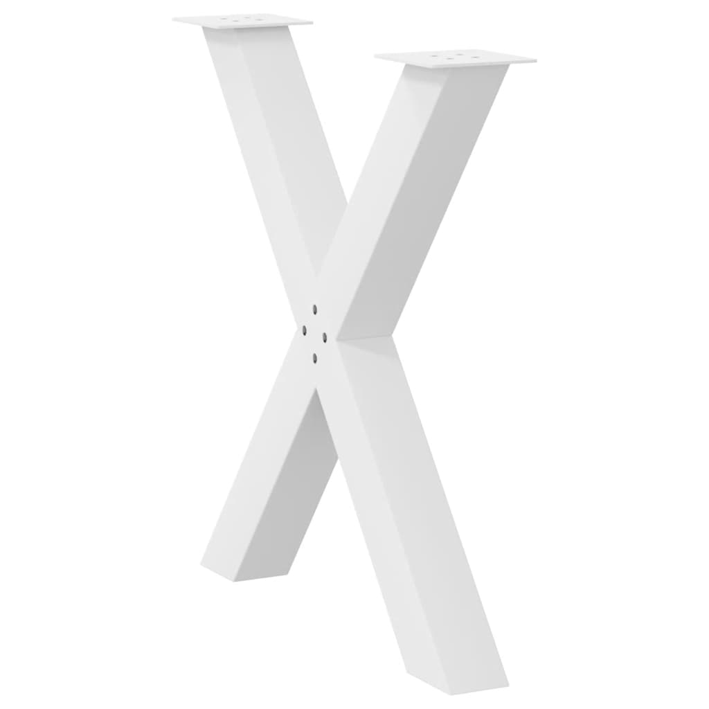 Gambe per tavolo da pranzo a forma di X 2 pz bianche 80x(72-73) cm in acciaio