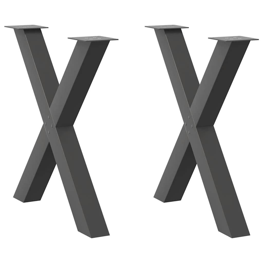 Gambe per tavolo da pranzo a forma di X 2 pz Antracite 80x(72-73) cm Acciaio