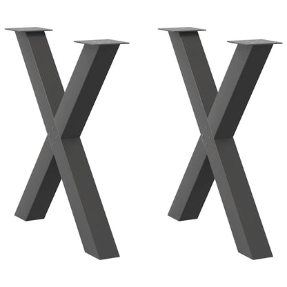 Gambe per tavolo da pranzo a forma di X 2 pz Antracite 80x(72-73) cm Acciaio