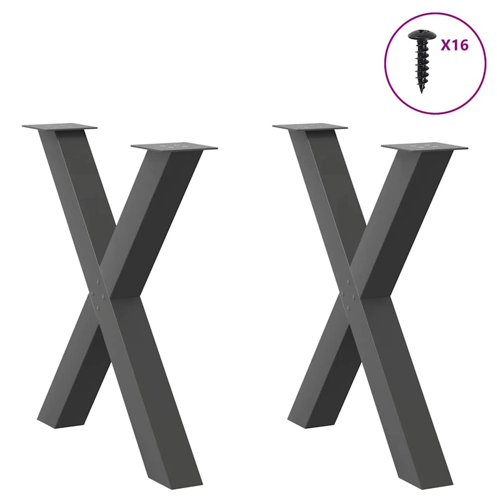Gambe per tavolo da pranzo a forma di X 2 pz Antracite 80x(72-73) cm Acciaio