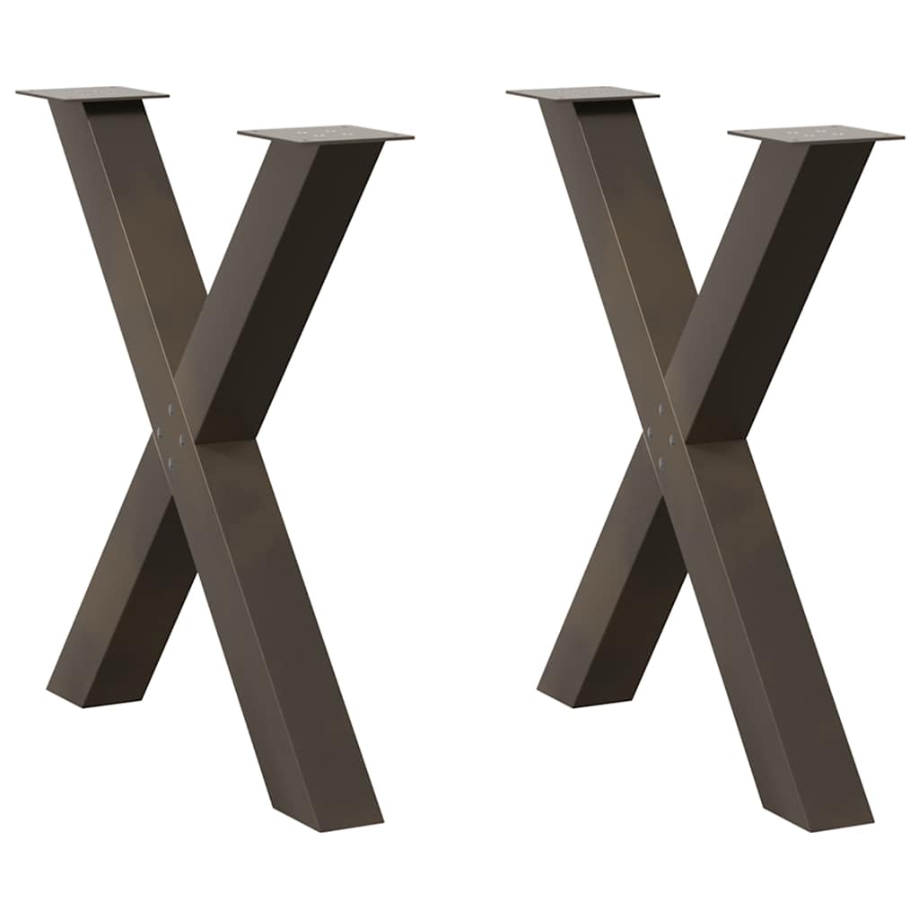 Gambe per tavolo da pranzo a forma di X 2 pz in acciaio naturale 80x(72-73) cm