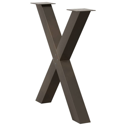 Gambe per tavolo da pranzo a forma di X 2 pz in acciaio naturale 80x(72-73) cm