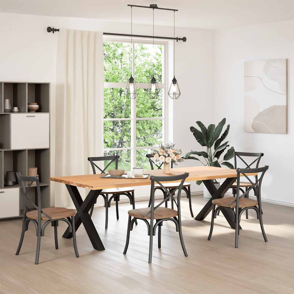 Gambe per tavolo da pranzo a forma di X 2 pz nere 90x(72-73) cm in acciaio
