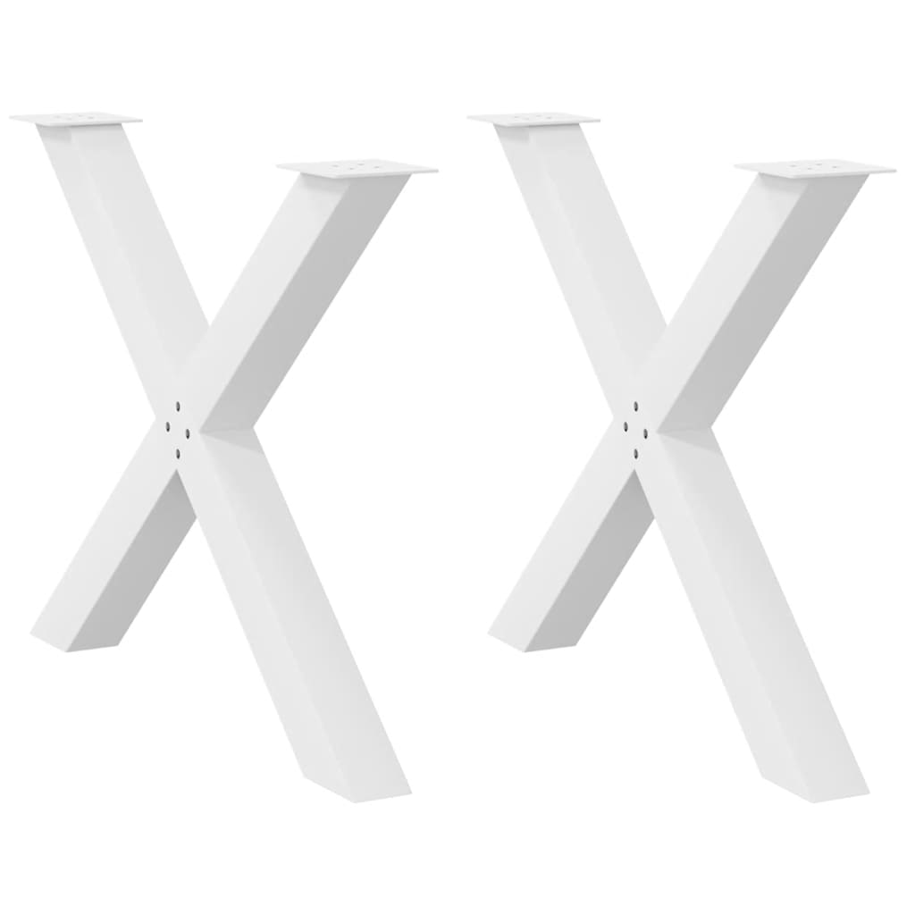 Gambe per tavolo da pranzo a forma di X 2 pz bianche 90x(72-73) cm in acciaio