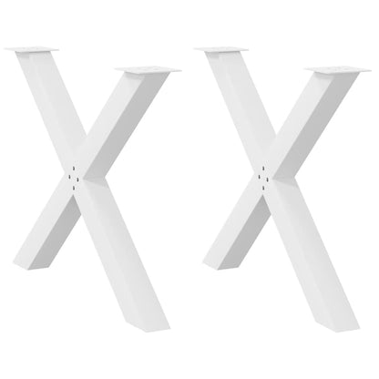 Gambe per tavolo da pranzo a forma di X 2 pz bianche 90x(72-73) cm in acciaio