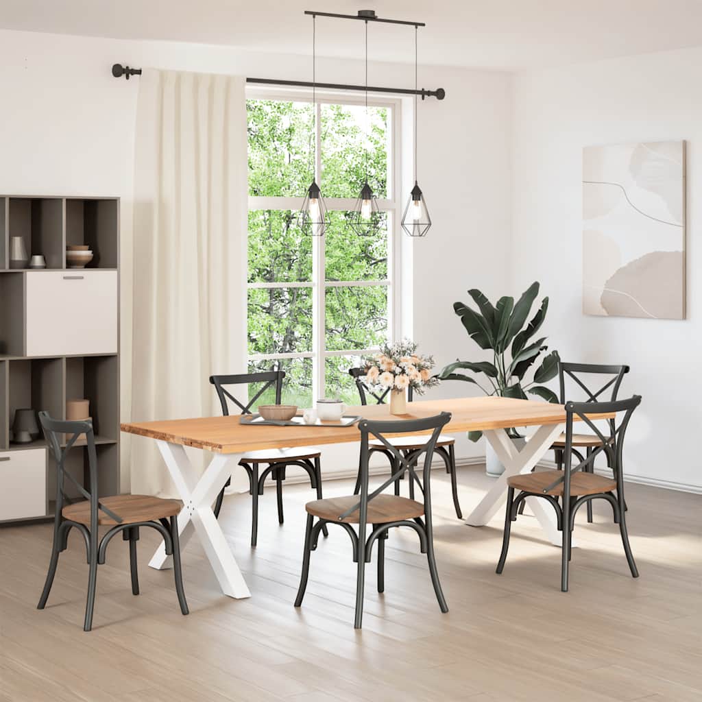 Gambe per tavolo da pranzo a forma di X 2 pz bianche 90x(72-73) cm in acciaio