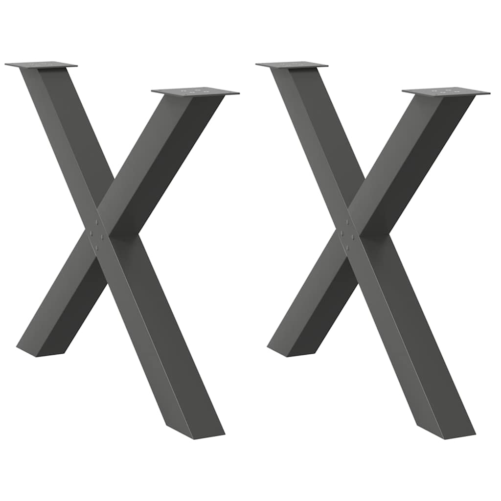 Gambe per tavolo da pranzo a forma di X 2 pz Antracite 90x(72-73) cm Acciaio