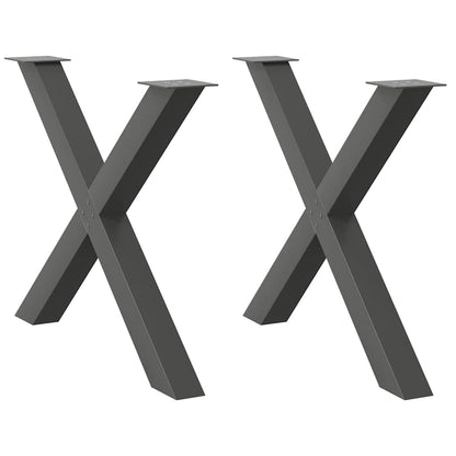 Gambe per tavolo da pranzo a forma di X 2 pz Antracite 90x(72-73) cm Acciaio