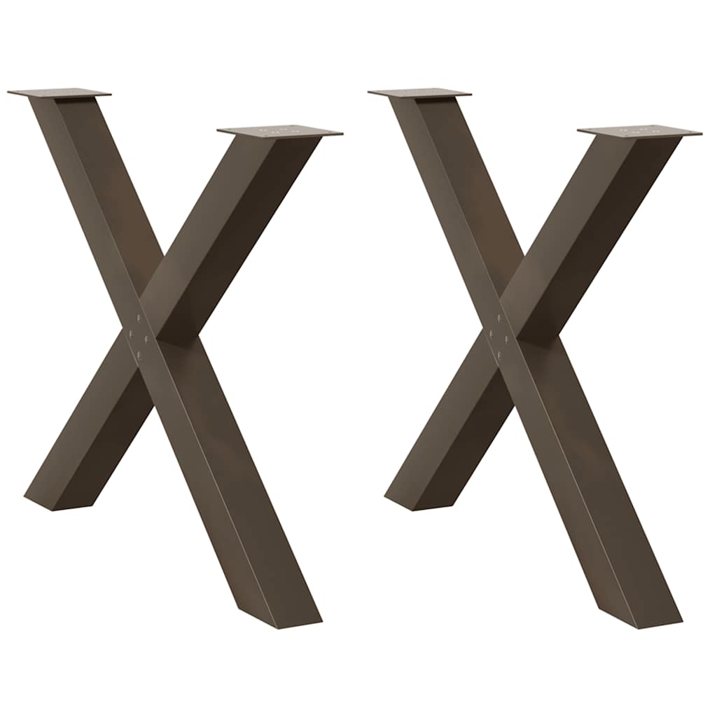 Gambe per tavolo da pranzo a forma di X 2 pz in acciaio naturale 90x(72-73) cm