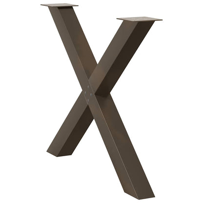 Gambe per tavolo da pranzo a forma di X 2 pz in acciaio naturale 90x(72-73) cm