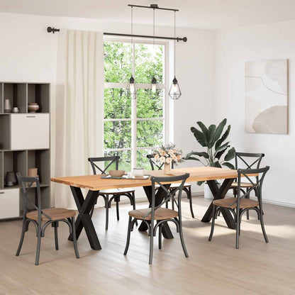 Gambe per tavolo da pranzo a forma di X 3 pz nere 70x(72-73) cm in acciaio