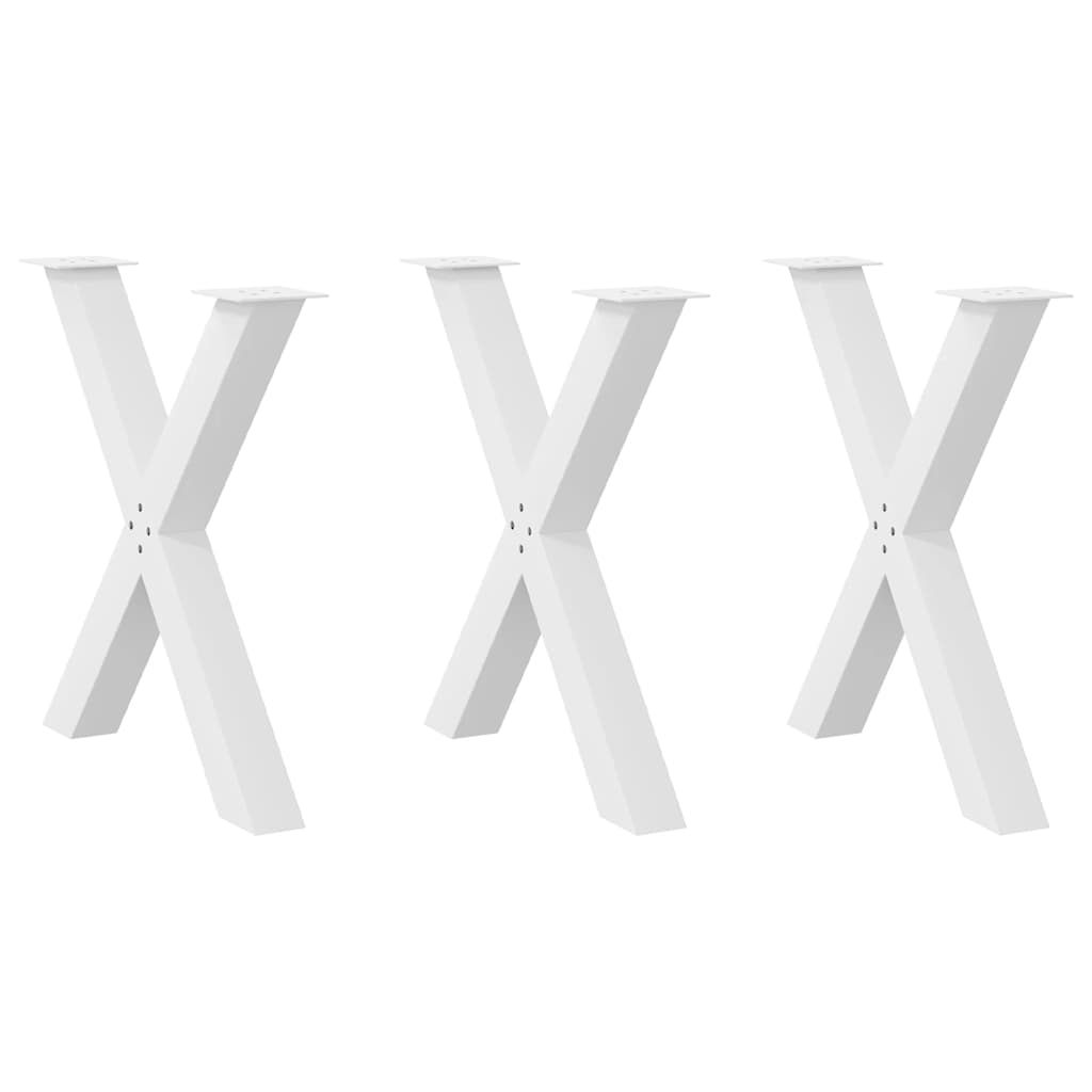 Gambe Tavolo Pranzo a X 3 pz Bianco 70x(72-73) cm Acciaio