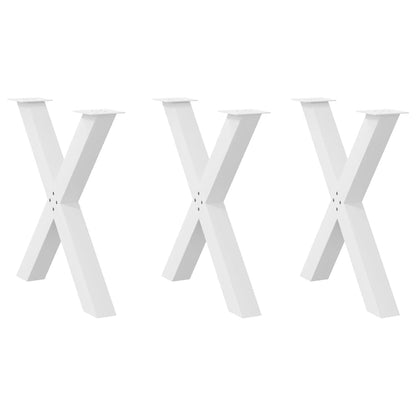 Gambe Tavolo Pranzo a X 3 pz Bianco 70x(72-73) cm Acciaio