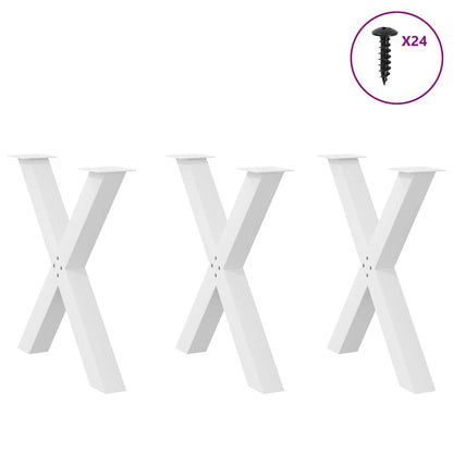Gambe Tavolo Pranzo a X 3 pz Bianco 70x(72-73) cm Acciaio