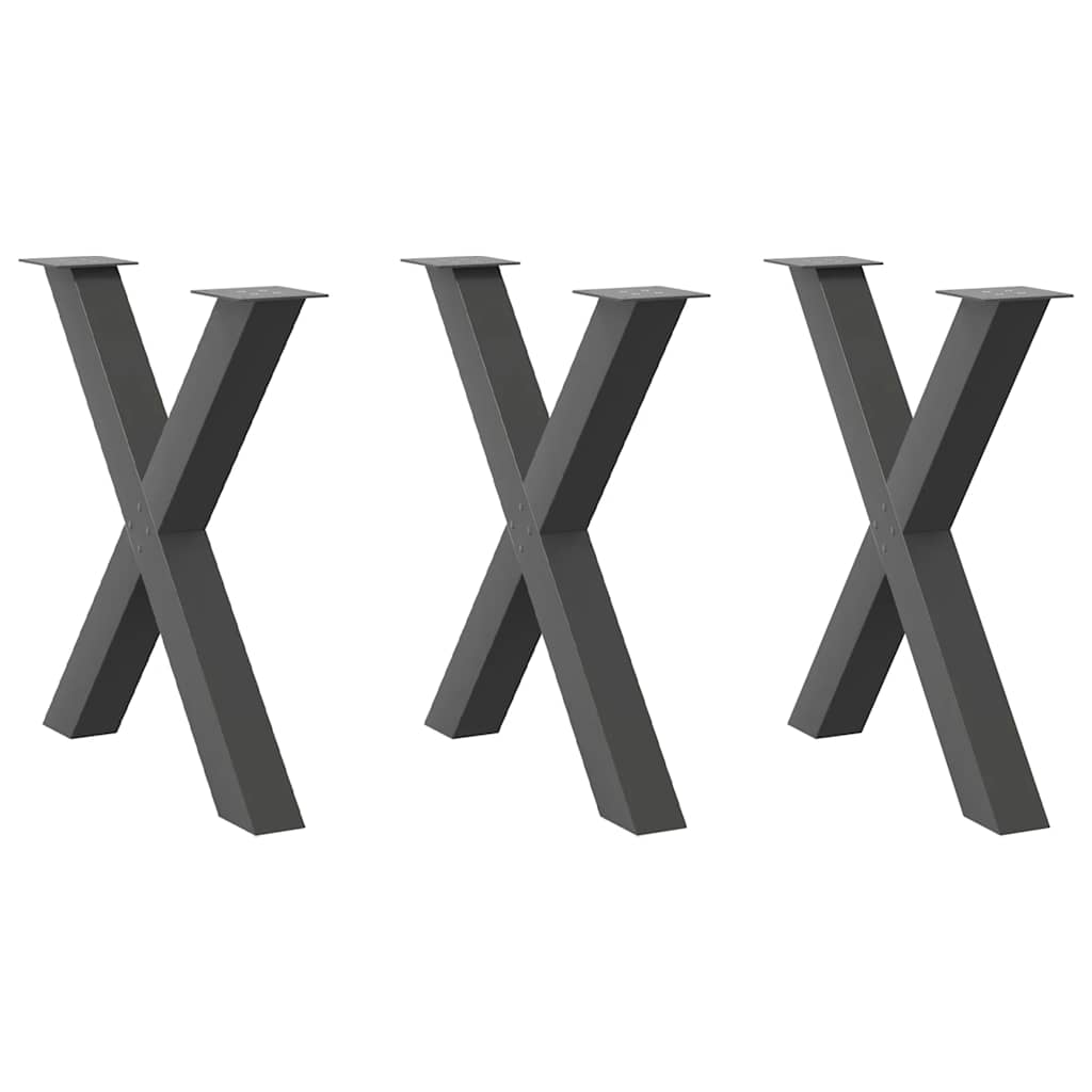 Gambe per tavolo da pranzo a forma di X 3 pz Antracite 70x(72-73) cm Acciaio