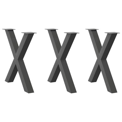 Gambe per tavolo da pranzo a forma di X 3 pz Antracite 70x(72-73) cm Acciaio