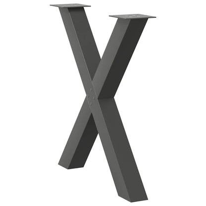 Gambe per tavolo da pranzo a forma di X 3 pz Antracite 70x(72-73) cm Acciaio