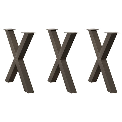 Gambe per tavolo da pranzo a forma di X 3 pz in acciaio naturale 70x(72-73) cm