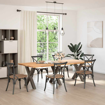 Gambe per tavolo da pranzo a forma di X 3 pz in acciaio naturale 70x(72-73) cm