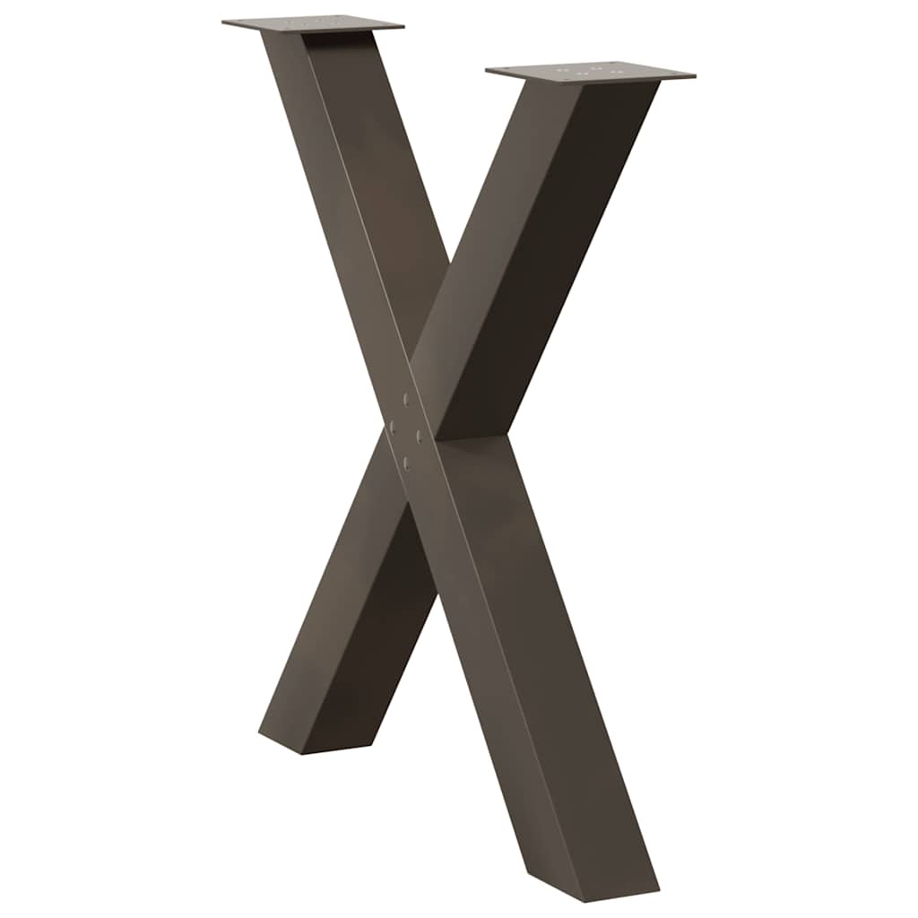 Gambe per tavolo da pranzo a forma di X 3 pz in acciaio naturale 70x(72-73) cm
