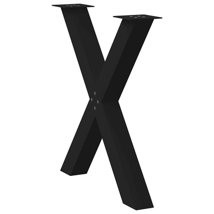 Gambe per tavolo da pranzo a forma di X 3 pz nere 80x(72-73) cm in acciaio