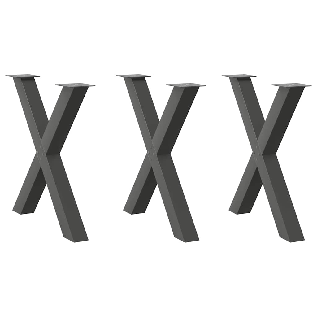 Gambe per tavolo da pranzo a forma di X 3 pz Antracite 80x(72-73) cm Acciaio