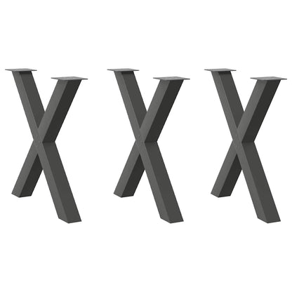 Gambe per tavolo da pranzo a forma di X 3 pz Antracite 80x(72-73) cm Acciaio